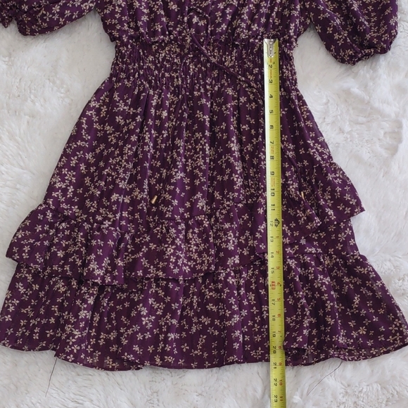 TAYLOR PETITE Purple Floral Dress with Puff Sleeves - Picture 13 of 15